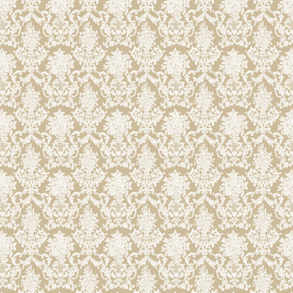 Chateau white and cream damask wallpaper with intricate floral motifs
